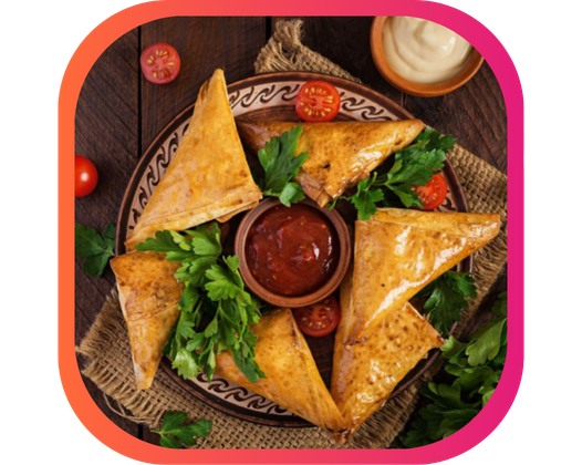 SAMOUSSAS AU POULET, CAROTTES ET RAISINS SECS